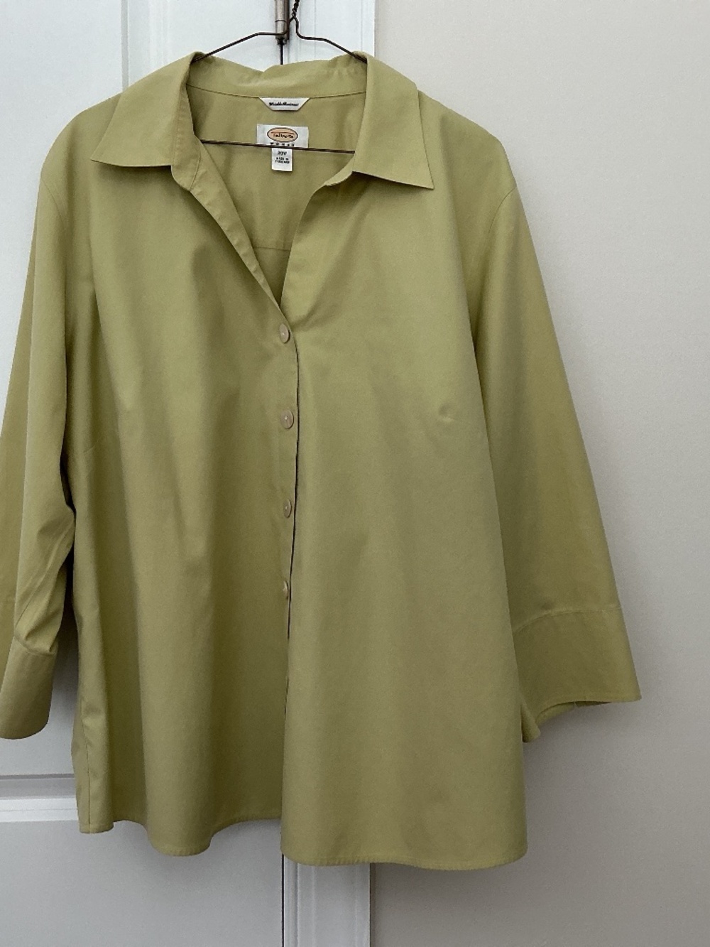 Women’s Talbot Button Down Shirt Women 20W Green Wrinkle Resistant 3/4 Sleeve